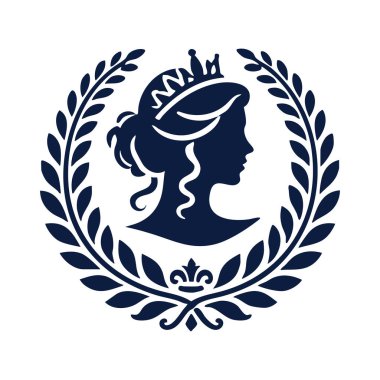 Siluet kadın baş taç Laurel Crown vektör illüstrasyon