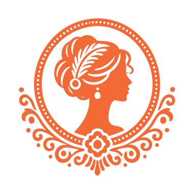 Çiçek ikonlu kadın kafası, düz tasarım