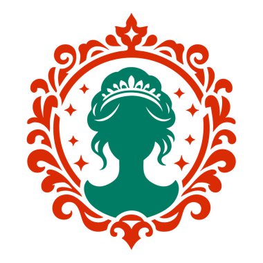 Prenses siluetinin güzel kraliçesinin vektör çizimi