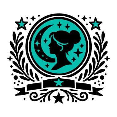 Yıldızlardan çelengi olan bir kadınla vektör çizimi