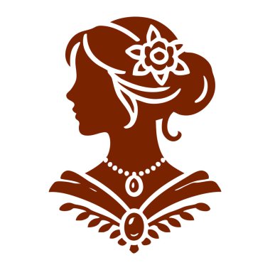 Kafasında çelenk olan güzel bir kadının vektör çizimi.