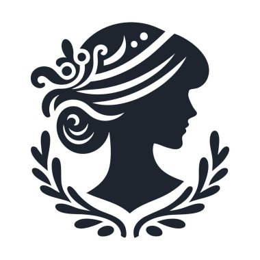 Beyaz arka planda çiçekli kadın kafası silueti