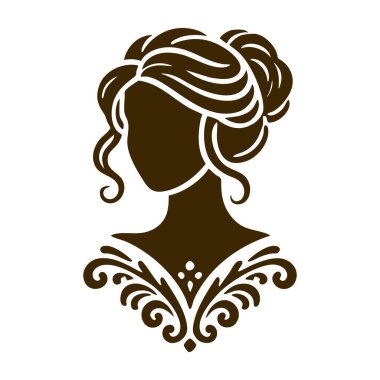 Uzun saçlı zarif bir kadın silueti. moda ve güzellik. vektör illüstrasyonu