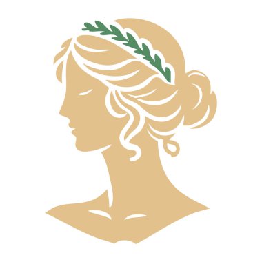 Siluetli kadın çelenk ve yapraklarla