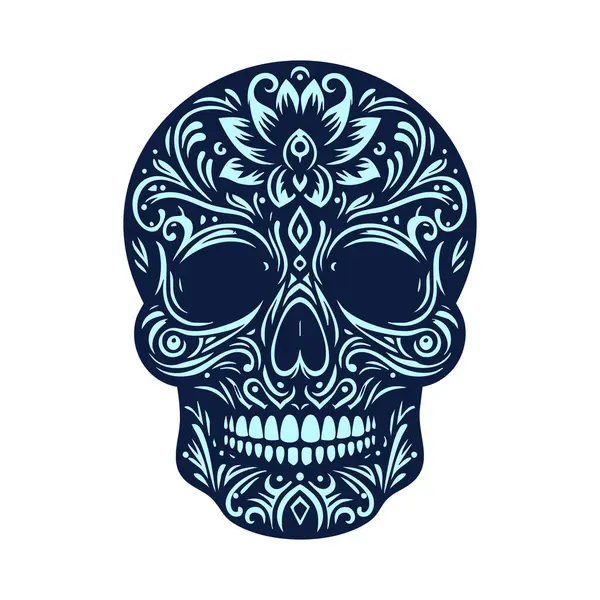 Ölülerin kafatası. Dövmenin vektör çizimi.