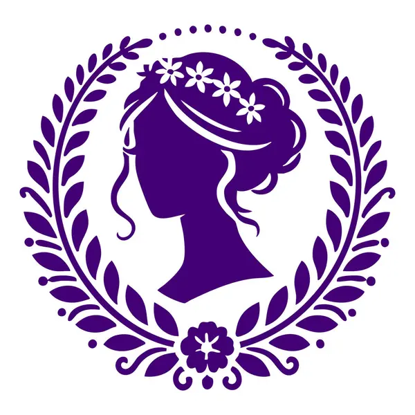 Çiçekli çelenkli kadın silueti