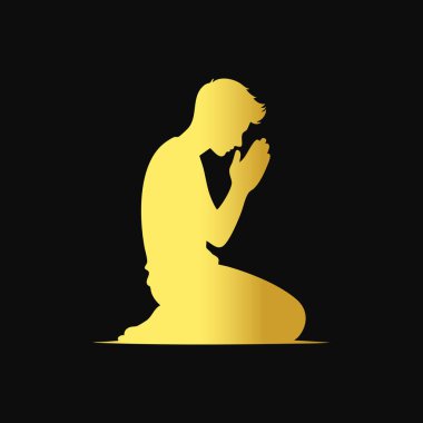 Dua eden kişi. Tanrı 'ya dua etmenin vektör çizimi. din.