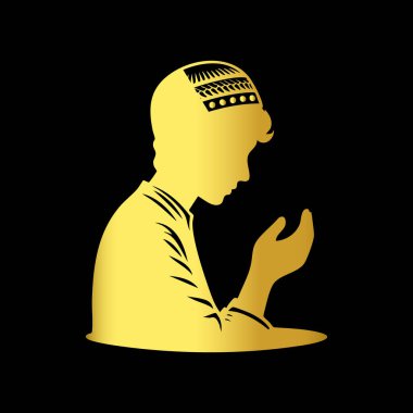 Müslüman adam dua vektörü illüstrasyonunda dua ediyor.