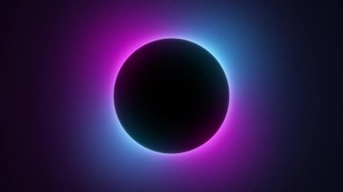 Neon daire ve küre 3 boyutlu resimleme ile soyut arkaplan