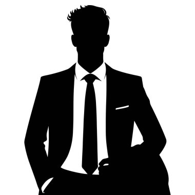 Takım elbiseli ve kravatlı siluet adam.