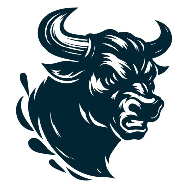 Kızgın Boğa Siluet Vektörü Beyaz, Suçlayan Boğa Silueti Vektör Görüntüsü Saldırgan Boğa Vektör Dosyası İzole edildi