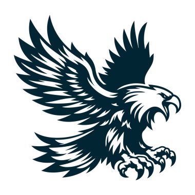 Kızgın Kartal Silueti Beyaz Üzerine Vektör