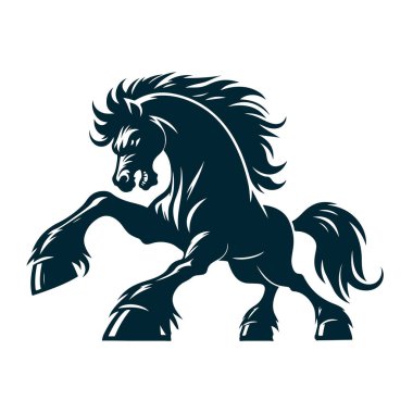 Beyaz arkaplanda siyah at silueti