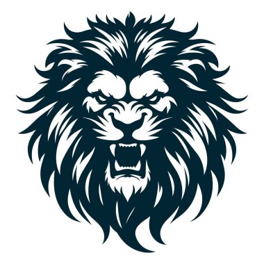 Kızgın Aslan Surat Siluet Vektörü