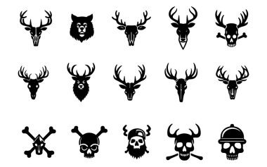 vahşi geyik başı siluet vektör çizimi