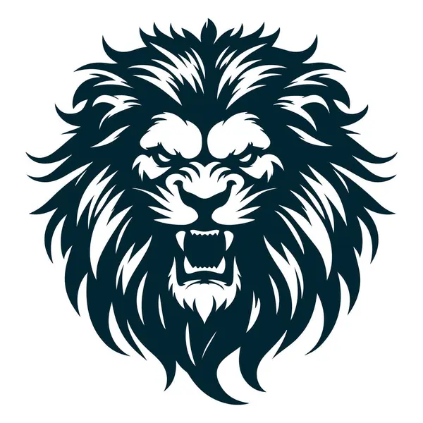 Kızgın Aslan Surat Siluet Vektörü