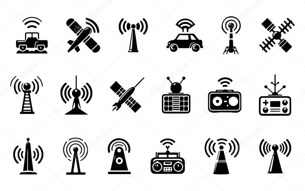 Antenna Icons Set for Web DesignSimple Antenna Vector Icons CollectionAntenna Icon Set on White Background