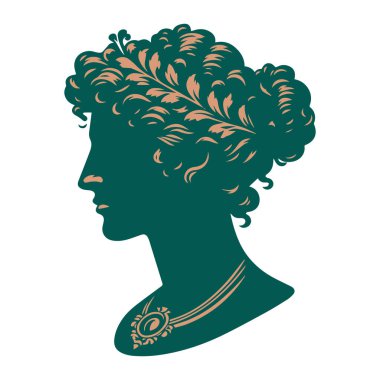 Eski bir Yunan tanrıçasının portresi. Antik Yunan kadını. Yunan mitolojisi. vektör illüstrasyonu.