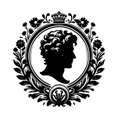 taç ve çiçekli vektör vintage etiketi