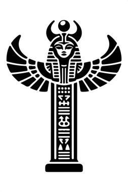 Antik Mısır Totem Simgesi Siluet Vektör Tasarımı