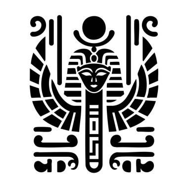 Zarif Mısır Hiyeroglif Siluet Tasarımı