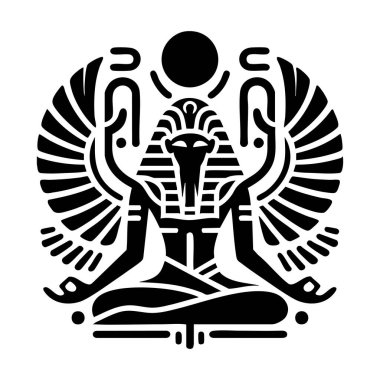 Beyaz Arkaplanda Mısır Sembolü Hiyeroglif Silueti