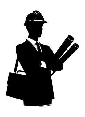 Beyaz Arkaplanda Minimalist Mühendis Silueti