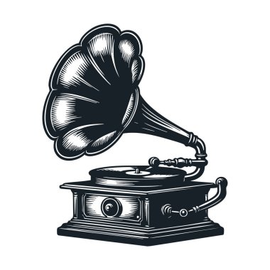 Klasik Gramofon Silueti, Antika Müzik Oynatıcı