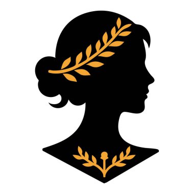 Siluet kadın çelenk ve kurdele vektör çizimi ile