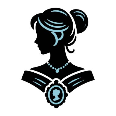 Siluet kadın kafası kurdele ve yay vektör çizimi ile