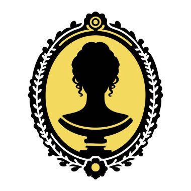 Çelenk ve kurdele vektör çizimi olan bir kadın silueti.