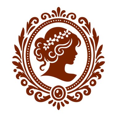 Çerçevesinde çiçekler olan bir kadın silueti.