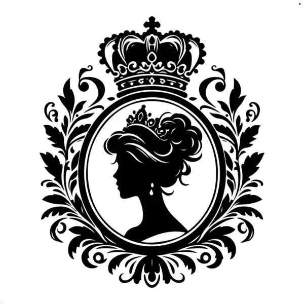 Taçlı, çiçekli, güllü güzel prensesin silueti