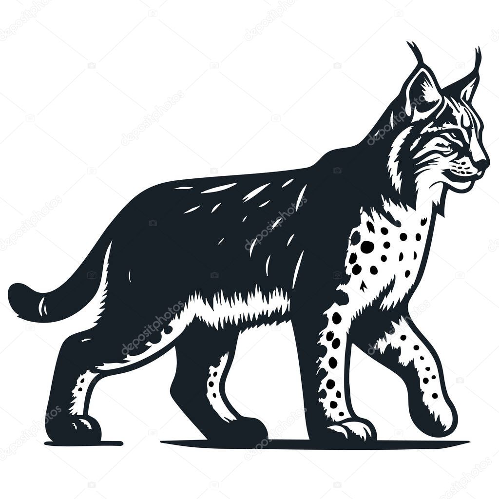 Vector Silhouette of a Lynx or Bobcat