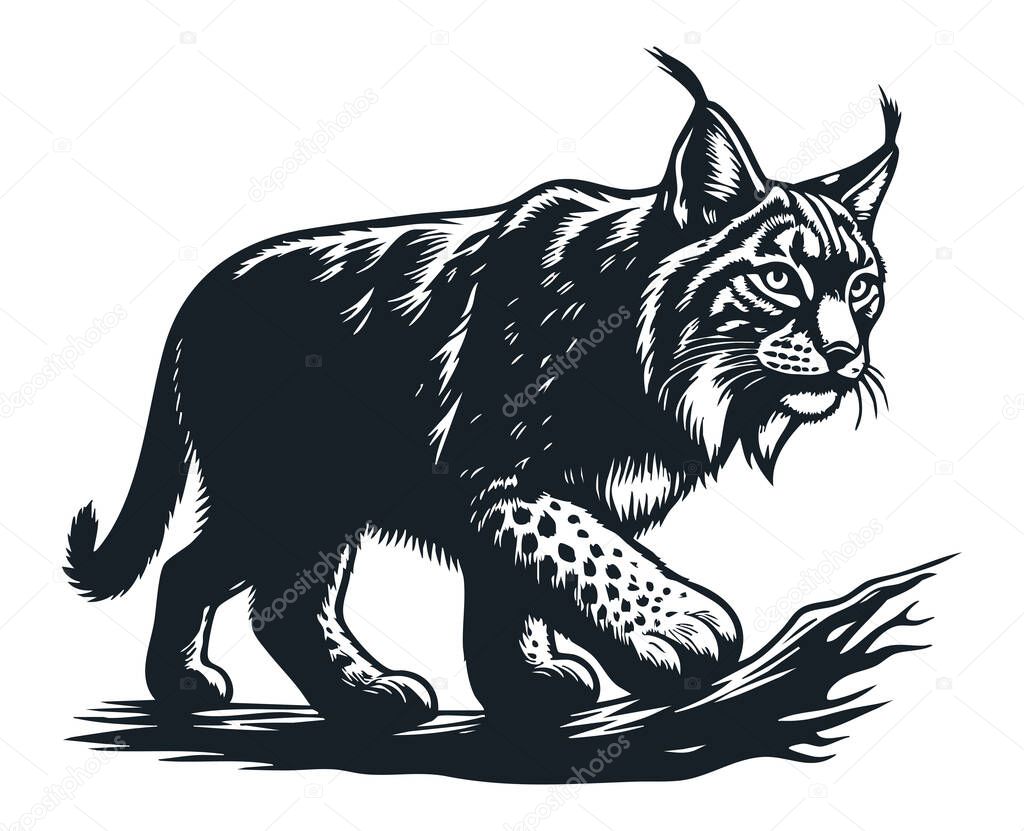 Bobcat Animal Silhouette Isolated on White