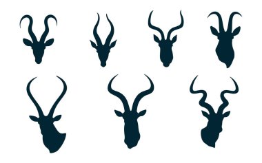 Beyaz Üzerine Antilop Hayvanı Silueti, Vahşi Antilop Vektör İllüstrasyonu