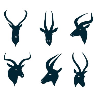 Beyaz Üzerine Antilop Hayvanı Silueti, Vahşi Antilop Vektör İllüstrasyonu