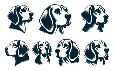 Logo Tasarımı için Beagle Silhouette, Beagle Dog Standing Silhouette, Beagle Pet Silhouette Vector