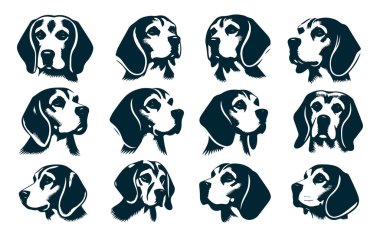 Logo Tasarımı için Beagle Silhouette, Beagle Dog Standing Silhouette, Beagle Pet Silhouette Vector