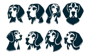 Logo Tasarımı için Beagle Silhouette, Beagle Dog Standing Silhouette, Beagle Pet Silhouette Vector