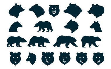 Bear Silhouette Vector, Bear Animal Silhouette Beyaz Arkaplanda, Bear Vector Illustration, Black Bear Silhouette Simgesi