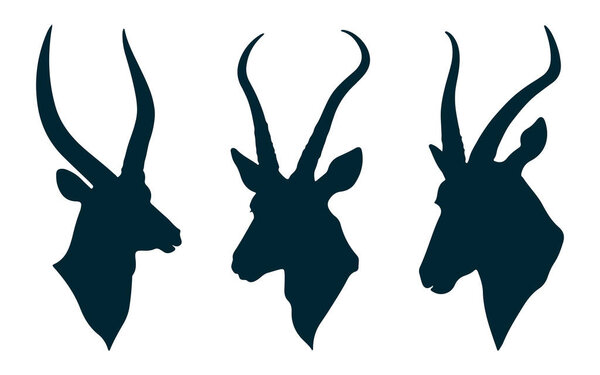 набор силуэта антилопы животных на белой, дикой векторной иллюстрации антилопы