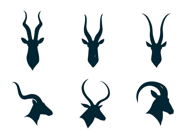 набор силуэта антилопы животных на белой, дикой векторной иллюстрации антилопы