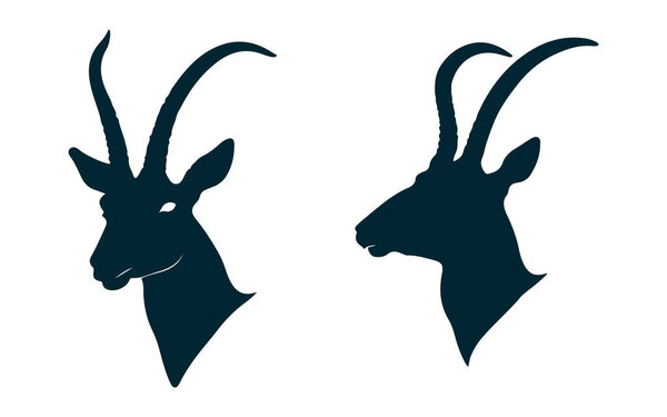 набор силуэта антилопы животных на белой, дикой векторной иллюстрации антилопы