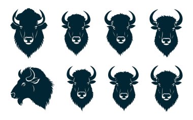 Bizon Siluet Vektörü, Beyaz Arkaplanda Bizon Hayvan Vektörü