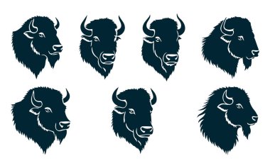 Bizon Siluet Vektörü, Beyaz Arkaplanda Bizon Hayvan Vektörü