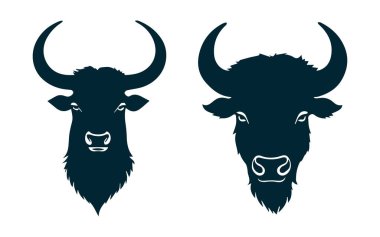Vahşi Yaşam Bufalo Siluet Vektörü Emblem ve Rozet Tasarımı İçin İdeal