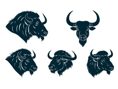 Yazdırma ve Web için Güçlü Prairie Buffalo Siluet Vektör İllüstrasyonu