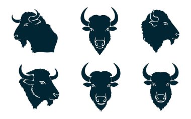 Buffalo Siluetinin Yüksek Kaliteli Vektörü Profil Görünümünde Duruyor