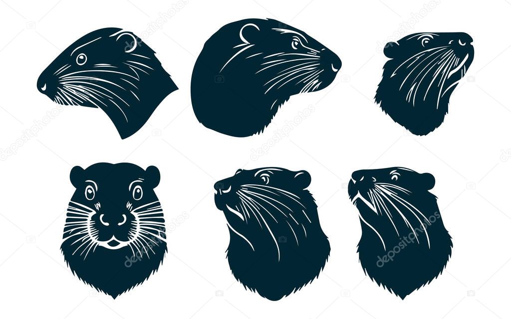 Beaver Silhouette Vector, Beaver Vector on White Background, Beaver Animal Silhouette